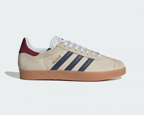 Adidas Gazelle Beige Dark Blue Collegiate Burgundy IE0546