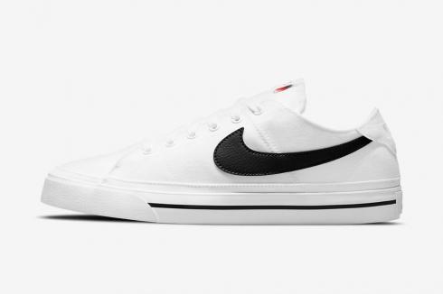 Nike Court Legacy Canvas White Black Swoosh CW6539-101