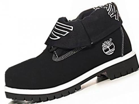 Mens Timberland Roll-top Boots Black White